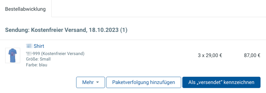 Versand-Optionen