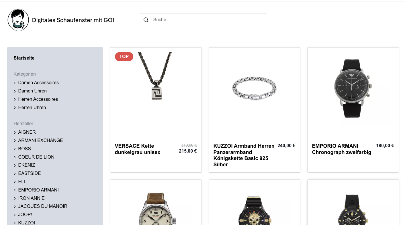Digitales Schaufenser mit Theme GO!