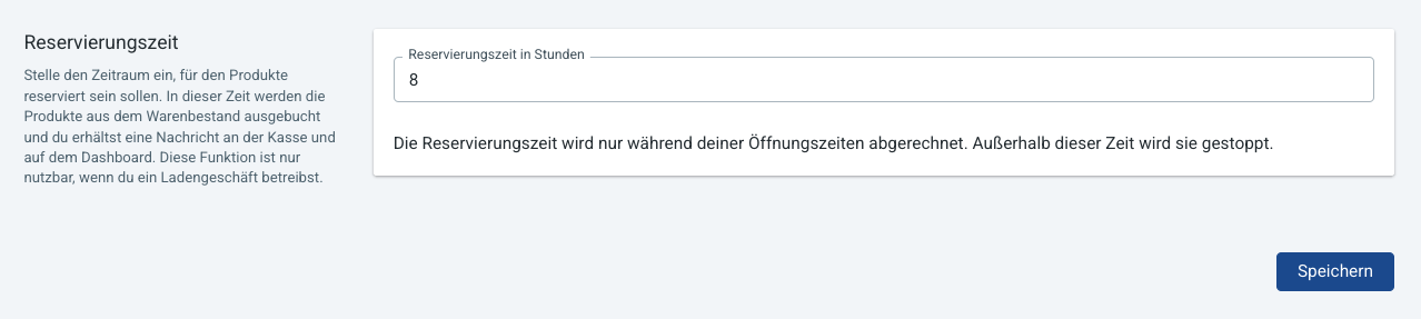 Reservierungszeit einstellen