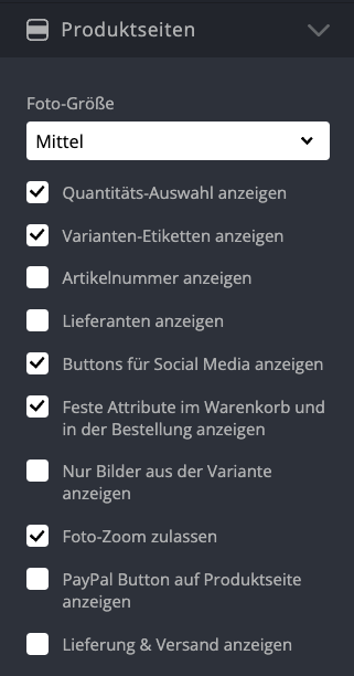 Produktseiten