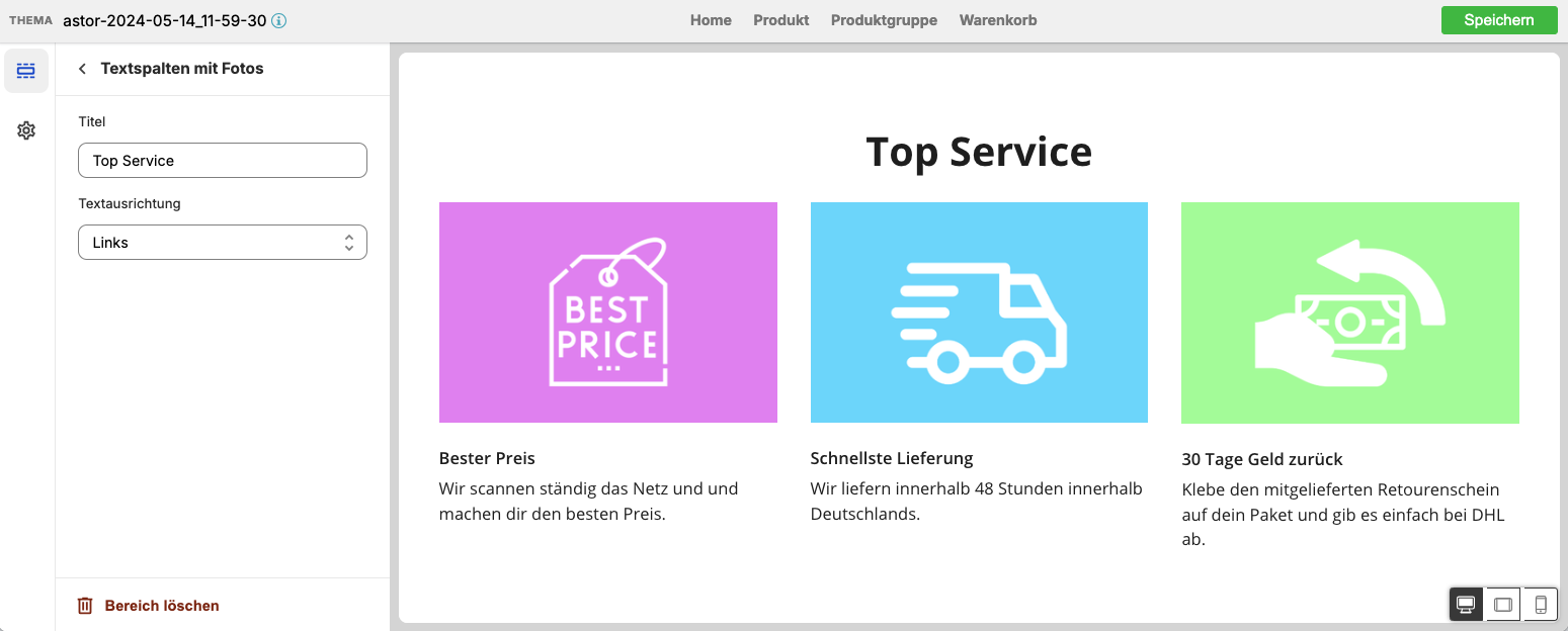 Textspalten mit Fotos