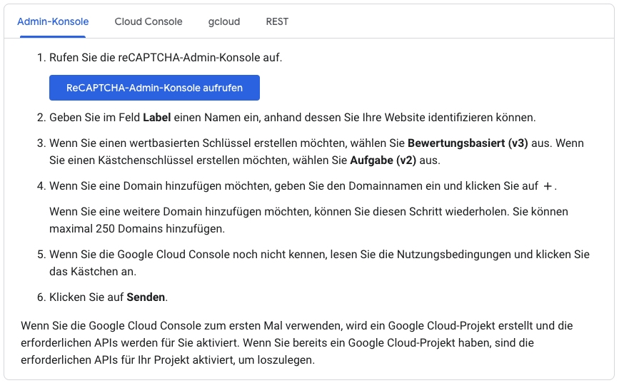 Google-Schlüssel erstellen