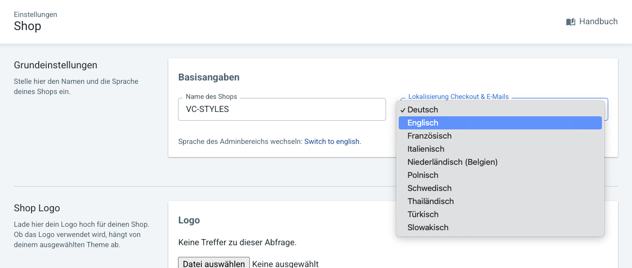 Spracheinstellungen