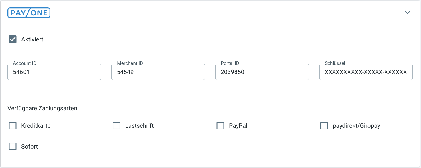 Payone Einstellungen