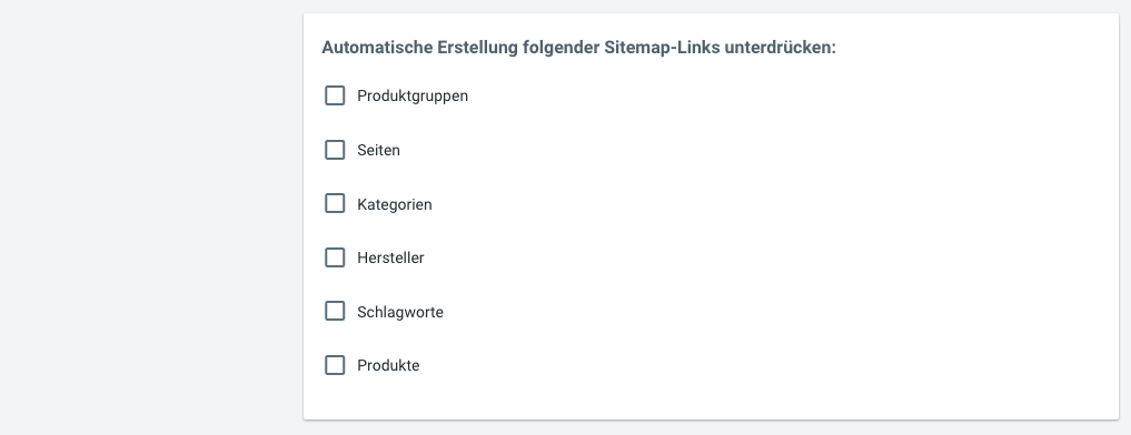 Sitemap-Links unterdrücken