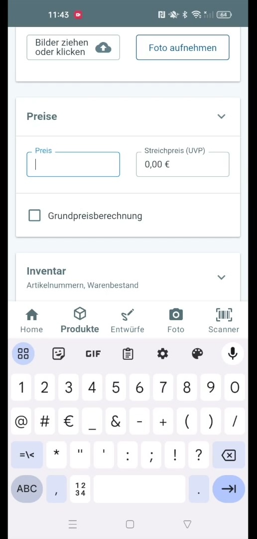 Erfassung mit Scan