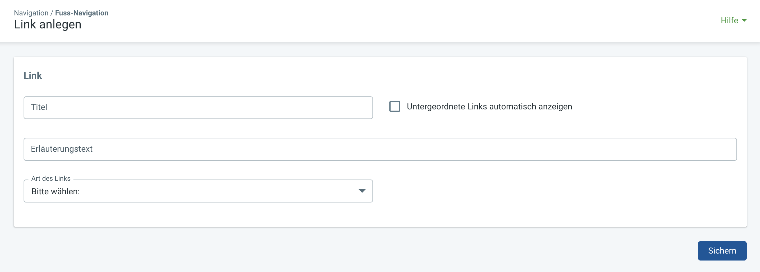 Links werden in der Fußnavigation Ihres Online-Shops erstellt