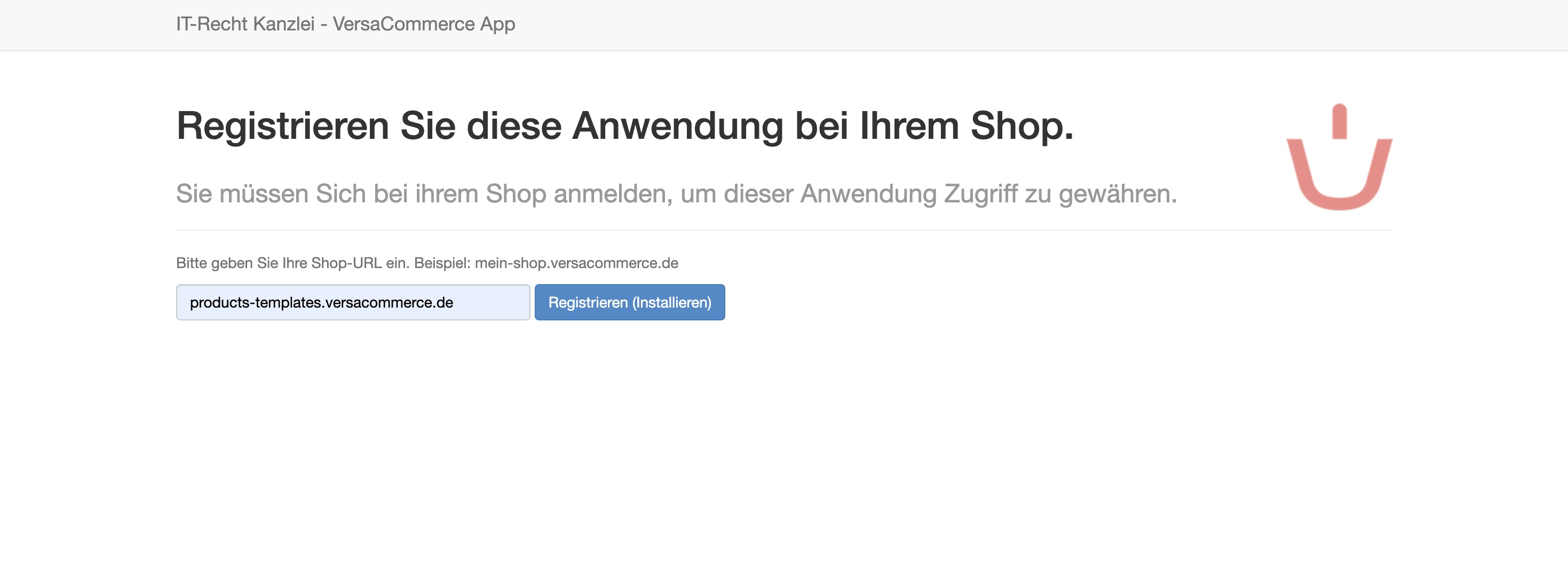 Registrierung der IT-Recht Kanzlei App im VersaCommerce-Shop