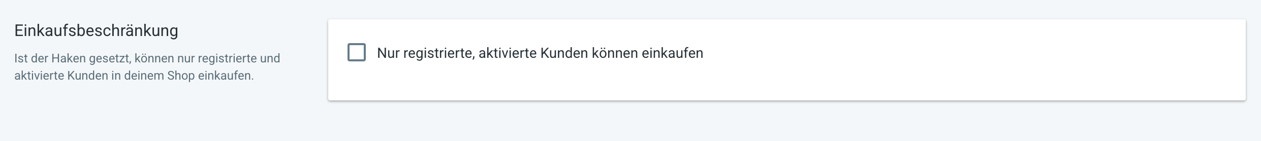 Einkaufsbeschränkung