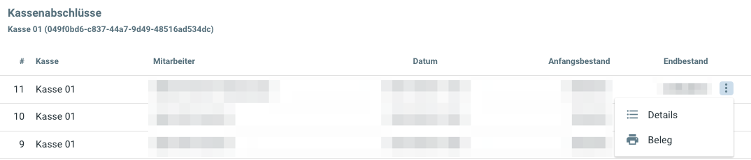 Detailansicht Kassenjournal