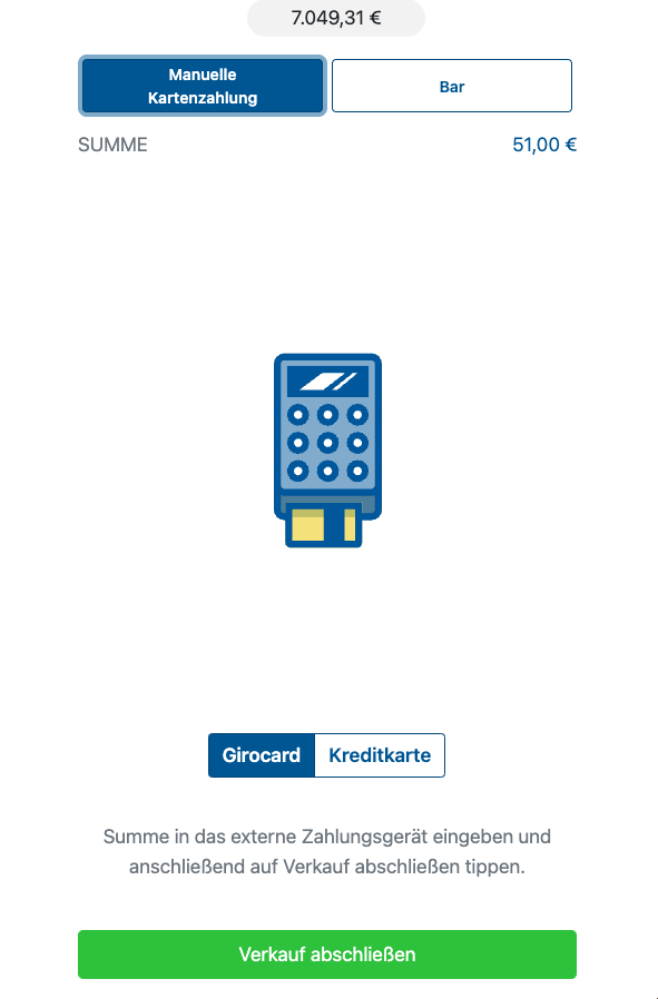Externe Kartenzahlung in der VersaPOS App