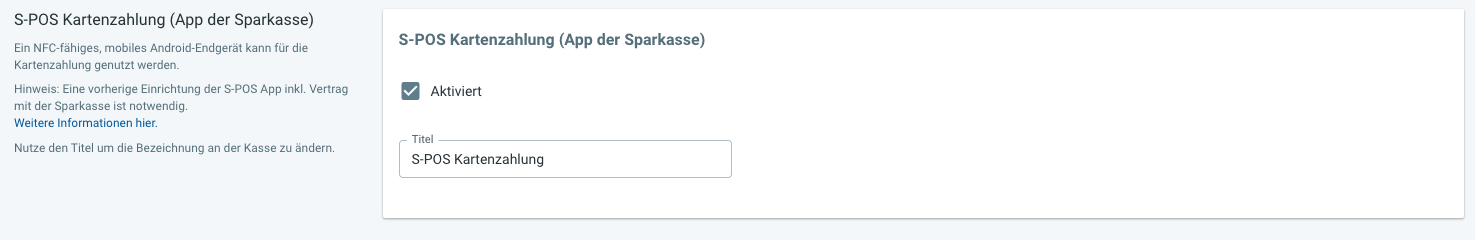 S-POS-Kartenzahlung aktivieren