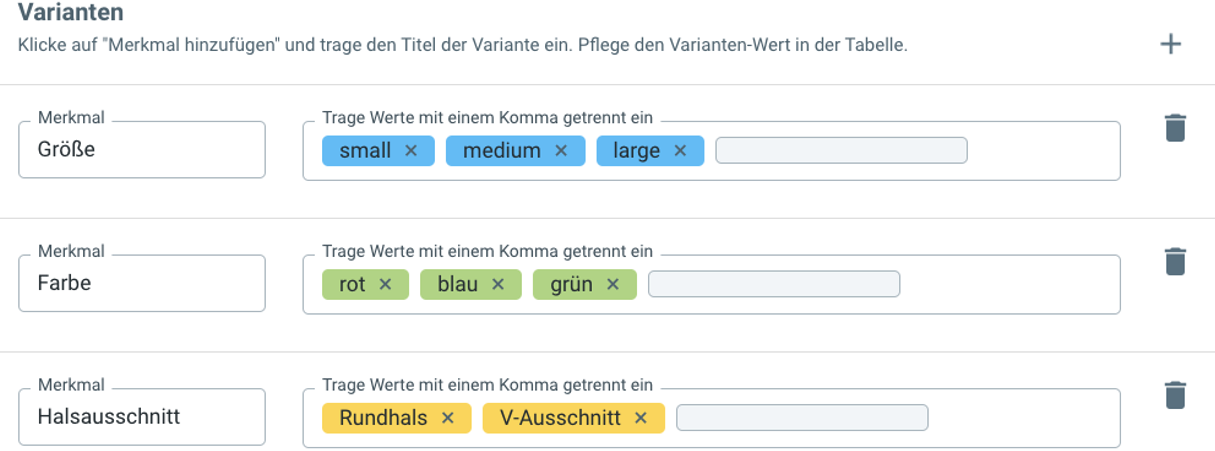 Varianten Schnellanlage