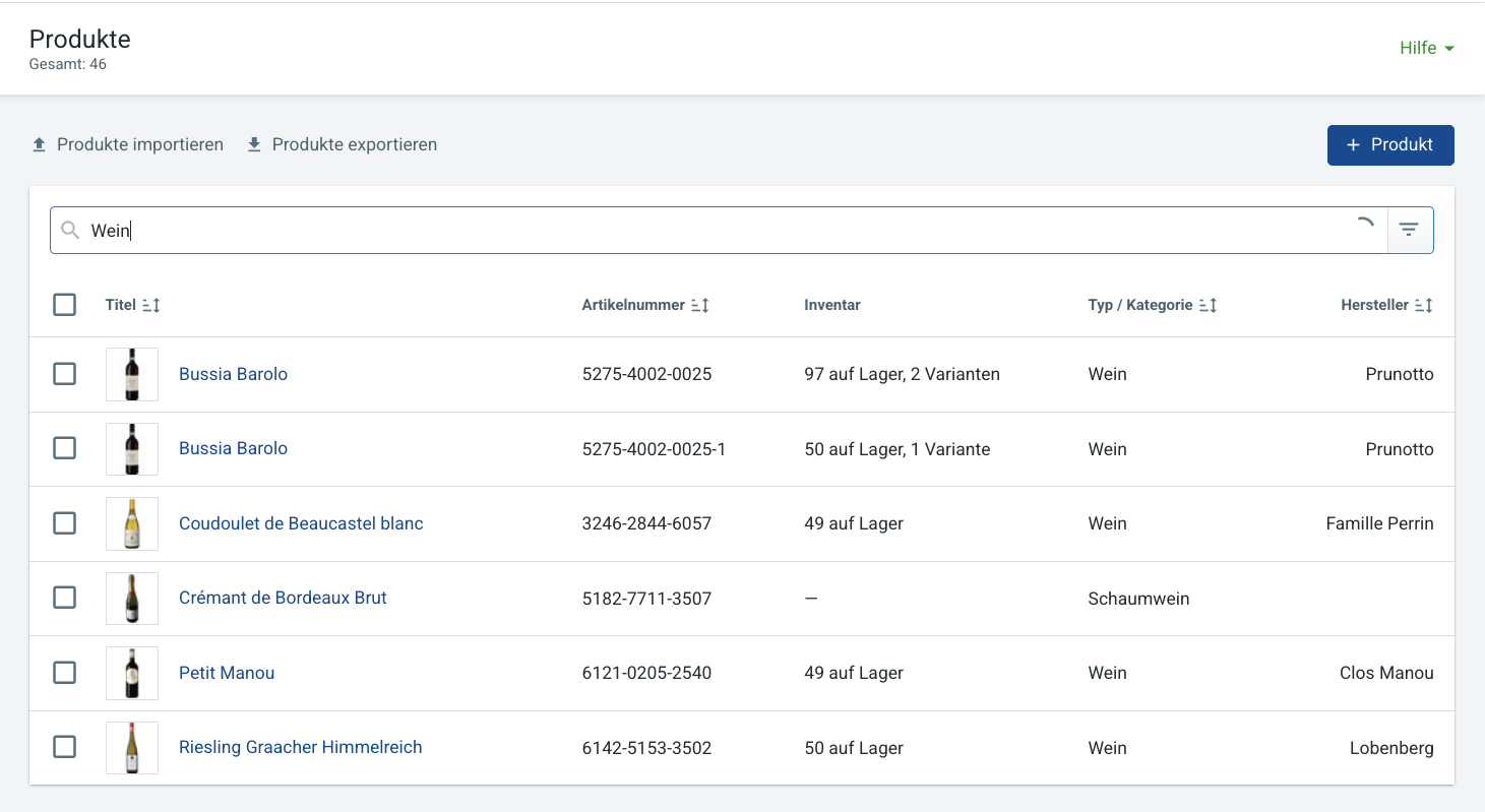 Übesicht Alle Produkte